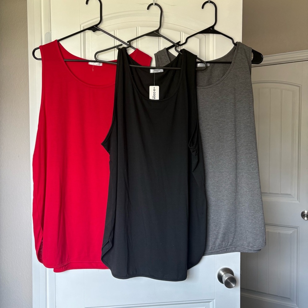 Men's Sleeveless Tank Tops - Red, Black, and Gray
